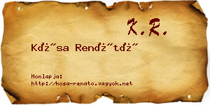 Kósa Renátó névjegykártya